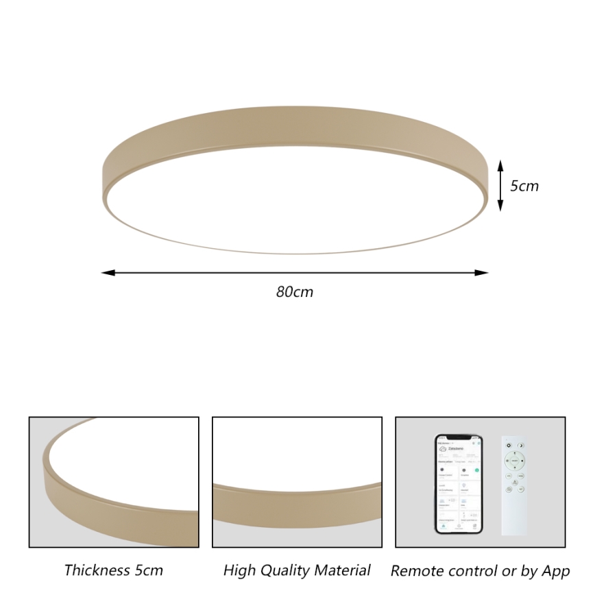 Brilagi - Dimbare LED-plafondlamp POOL SMART LED/100W/230V 3000-6000K 80 cm beige Wi-Fi Tuya + afstandsbediening