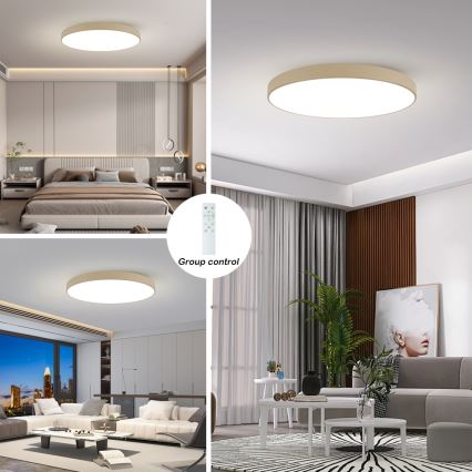 Brilagi - LED dimbare plafondlamp POOL SMART LED/128W/230V 3000-6000K 100 cm beige Wi-Fi Tuya + afstandsbediening