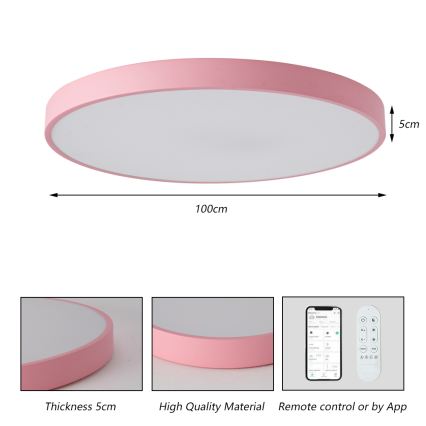 Brilagi - Dimbaar LED-armatuur POOL SMART LED/128W/230V Ø 100 cm Wi-Fi Tuya + afstandsbediening roze