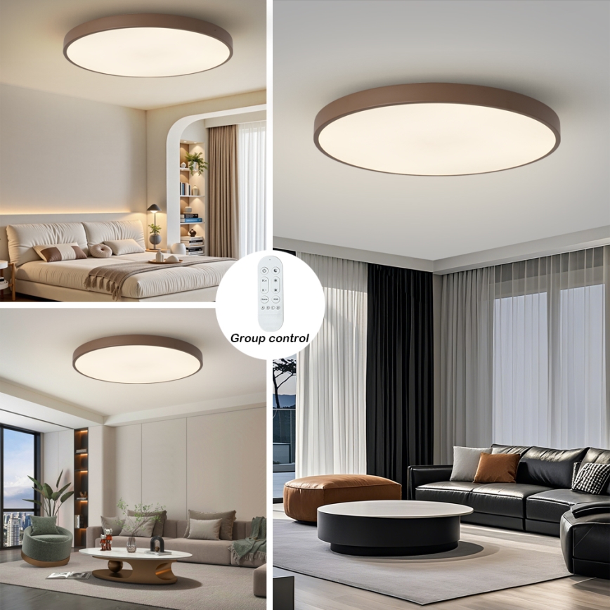 Brilagi - LED dimbaar armatuur POOL SMART LED/128W/230V Ø 100 cm Wi-Fi Tuya + afstandsbediening bruin