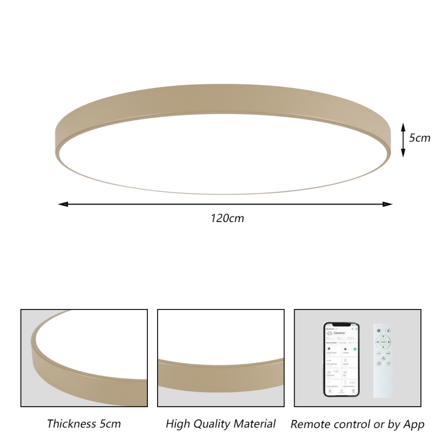 Brilagi - LED dimbare plafondlamp POOL SMART LED/180W/230V 3000-6000K 120 cm beige Wi-Fi Tuya + afstandsbediening