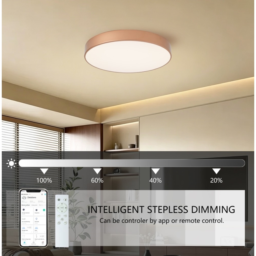 BRILAGI - Dimbare LED-plafondlamp POOL SMART LED/60W/230V 3000-6000K Ø 50 cm Wi-Fi Tuya koperkleurig + afstandsbediening
