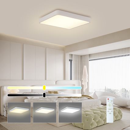 Brilagi - LED dimbare plafondlamp POOL SQUARE LED/36W/230V 3000-6000K 40x40 cm wit + afstandsbediening