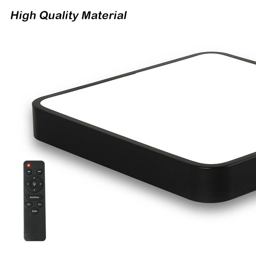 Brilagi - LED dimbare plafondlamp POOL SQUARE LED/48W/230V 3000-6000K 50x50 cm zwart + afstandsbediening