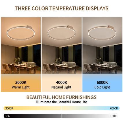 Brilagi - LED dimbare plafondlamp PORTOFINO LED/60W/230V 3000-6000K Ø 80 cm beige + afstandsbediening