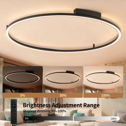 Brilagi - LED dimbare plafondlamp PORTOFINO LED/85W/230V 3000-6000K Ø 120 cm zwart + afstandsbediening