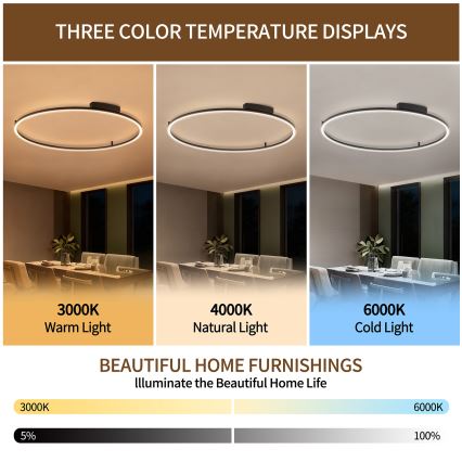 Brilagi - LED dimbare plafondlamp PORTOFINO LED/85W/230V 3000-6000K Ø 120 cm zwart + afstandsbediening