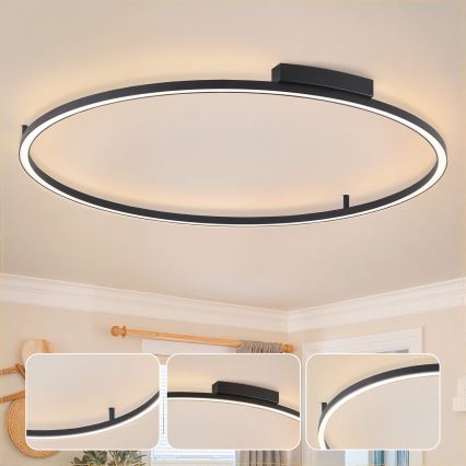 Brilagi - LED dimbare plafondlamp PORTOFINO LED/85W/230V 3000-6000K Ø 120 cm zwart + afstandsbediening