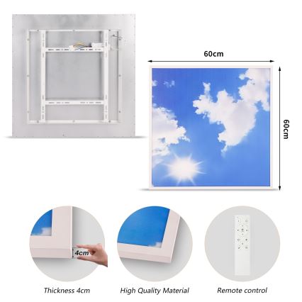 Brilagi - Dimbare LED-plafondlamp SLIMFRAME SKY LED/58W/230V 60x60 cm 3000-6000K zilver/blauw + afstandsbediening