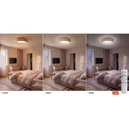Brilagi - LED-dimbare plafondlamp VELVET SMARTIX LED/36W/230V 3000–6000K Ø 55 cm beige Wi‑Fi Tuya Beacon + afstandsbediening