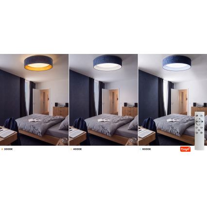 Brilagi - VELVET SMARTIX dimbare LED-plafondlamp LED/36W/230V 3000-6000K diam. 55 cm blauw Wi-Fi Tuya Beacon + afstandsbediening