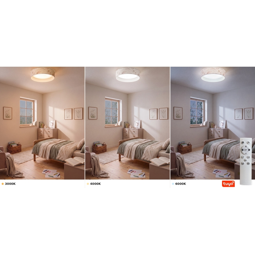 Brilagi - Dimbare LED plafondlamp VELVET SMARTIX LED/36W/230V 3000-6000K Ø 55 cm wit/bloemen Wi-Fi Tuya Beacon + afstandsbediening