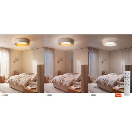 Brilagi - LED-dimbare plafondlamp VELVET SMARTIX LED/36W/230V 3000-6000K Ø 55 cm crème/goud Wi-Fi Tuya Beacon + afstandsbediening
