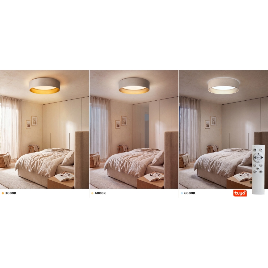 Brilagi - LED-dimbare plafondlamp VELVET SMARTIX LED/36W/230V 3000-6000K Ø 55 cm crème/goud Wi-Fi Tuya Beacon + afstandsbediening