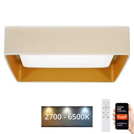 Brilagi - LED dimbare plafondlamp VELVET SQUARE SMART LED/36W/230V 60x60 cm 2700-6500K Wi-Fi Tuya + afstandsbediening crème