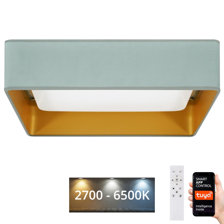 Brilagi - LED-dimbare plafondlamp VELVET SQUARE SMART LED/36W/230V 60x60 cm 2700-6500K Wi-Fi Tuya + afstandsbediening mintgroen