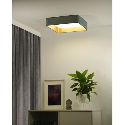 Brilagi - LED-dimbare plafondlamp VELVET SQUARE SMART LED/36W/230V 60x60 cm 2700-6500K Wi-Fi Tuya + afstandsbediening mintgroen