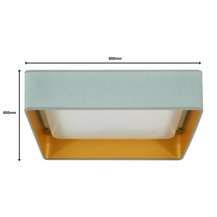 Brilagi - LED-dimbare plafondlamp VELVET SQUARE SMART LED/36W/230V 60x60 cm 2700-6500K Wi-Fi Tuya + afstandsbediening mintgroen