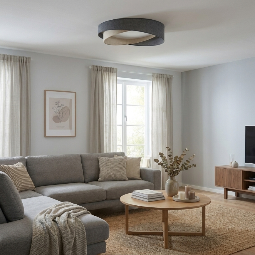 BRILAGI - LED-dimbare plafondlamp VELVET TWIST LED/36W/230V 3000-6000K Ø 65 cm Wi-Fi Tuya Beacon grijs/crème + afstandsbediening