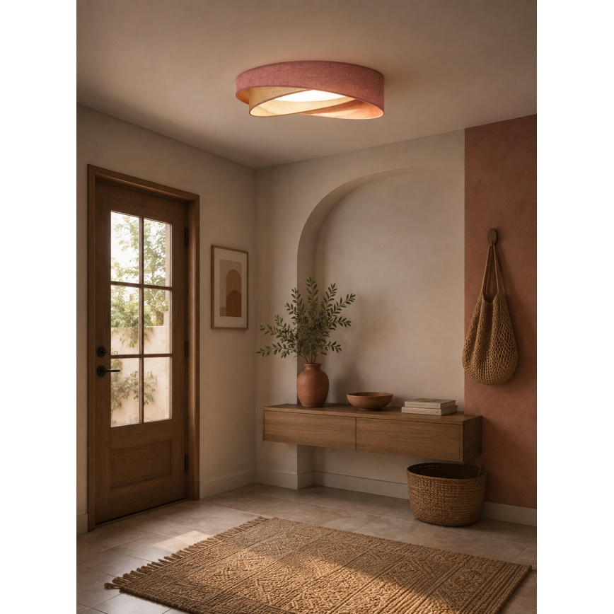 BRILAGI - Dimbare LED-plafondlamp VELVET TWIST LED/36W/230V 3000-6000K Ø 65 cm Wi-Fi Tuya Beacon roze/cremekleurig + afstandsbediening