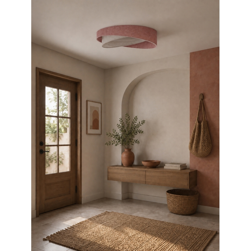 BRILAGI - Dimbare LED-plafondlamp VELVET TWIST LED/36W/230V 3000-6000K Ø 65 cm Wi-Fi Tuya Beacon roze/cremekleurig + afstandsbediening