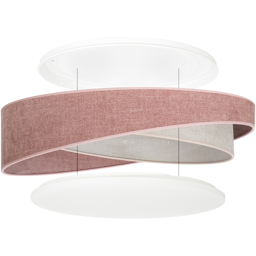 BRILAGI - Dimbare LED-plafondlamp VELVET TWIST LED/36W/230V 3000-6000K Ø 65 cm Wi-Fi Tuya Beacon roze/cremekleurig + afstandsbediening