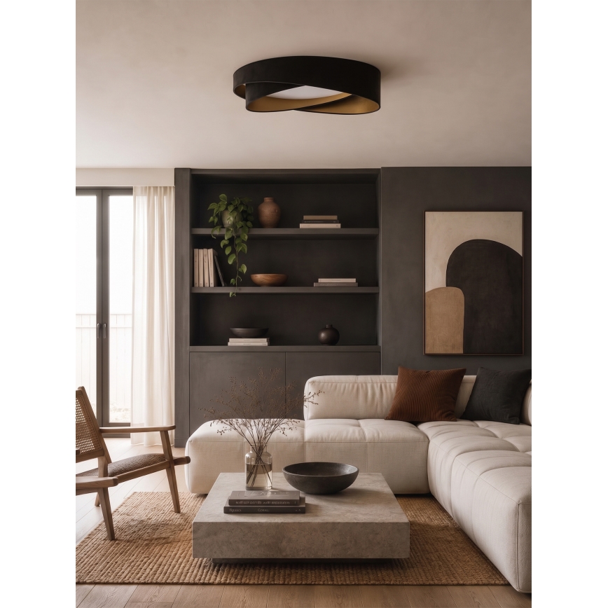 BRILAGI - LED-dimbare plafondlamp VELVET TWIST LED/36W/230V 3000-6000K Ø 65 cm Wi-Fi Tuya Beacon zwart/goud + afstandsbediening