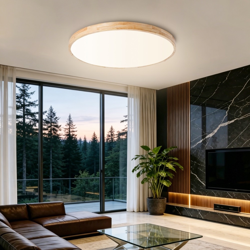 Brilagi - dimbare LED-plafondlamp WOODLINE LED/100W/230V 3000-6000K eik Ø 80 cm + afstandsbediening