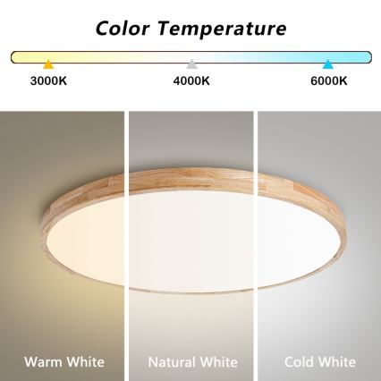 Brilagi - dimbare LED-plafondlamp WOODLINE LED/100W/230V 3000-6000K eik Ø 80 cm + afstandsbediening