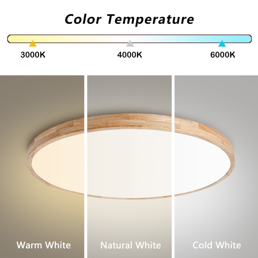 Brilagi - dimbare LED-plafondlamp WOODLINE LED/100W/230V 3000-6000K eik Ø 80 cm + afstandsbediening
