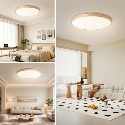 Brilagi - dimbare LED-plafondlamp WOODLINE LED/100W/230V 3000-6000K eik Ø 80 cm + afstandsbediening