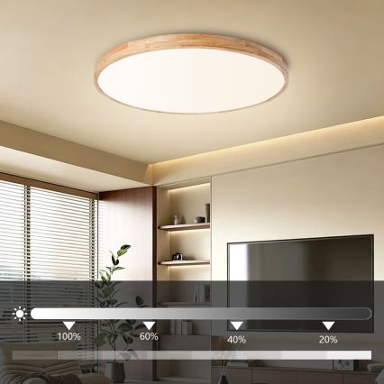 Brilagi - dimbare LED-plafondlamp WOODLINE LED/100W/230V 3000-6000K eik Ø 80 cm + afstandsbediening