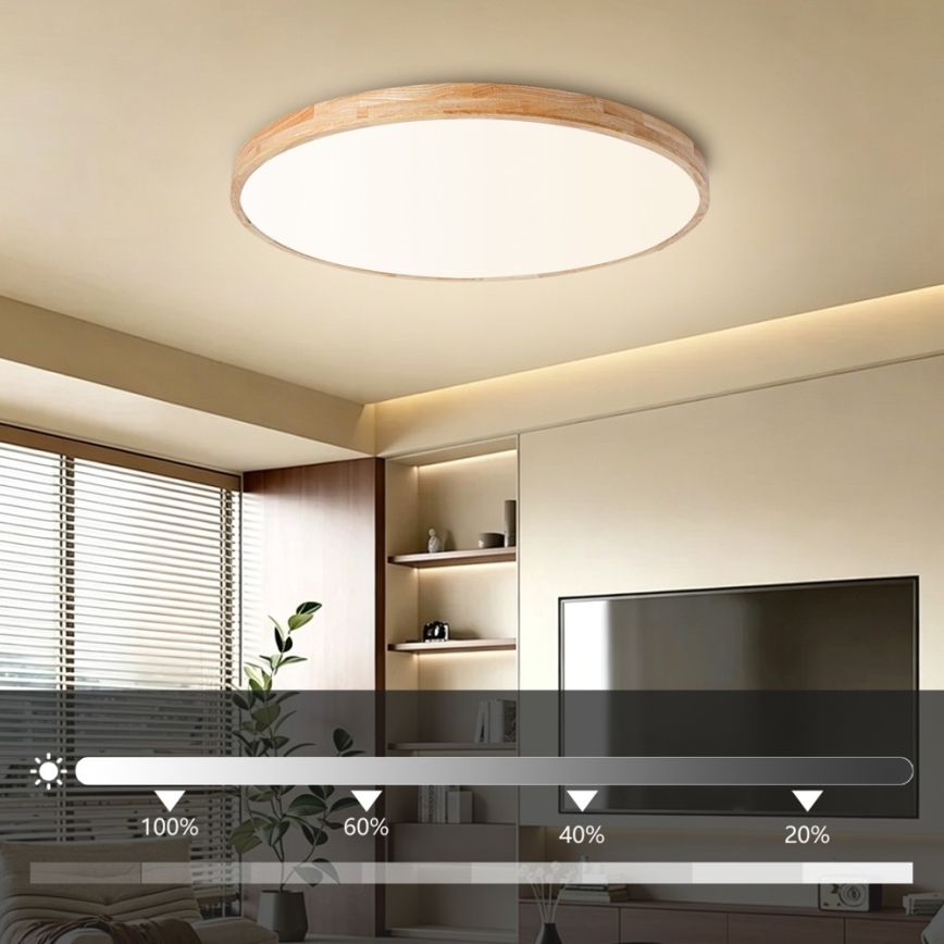 Brilagi - dimbare LED-plafondlamp WOODLINE LED/100W/230V 3000-6000K eik Ø 80 cm + afstandsbediening