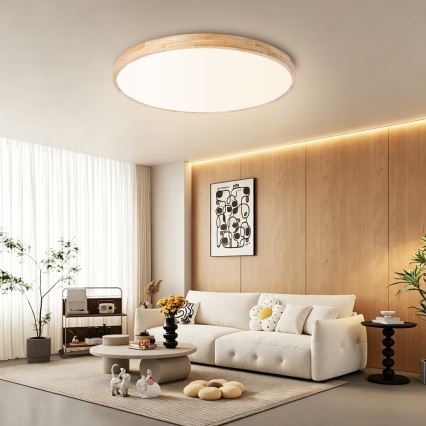 Brilagi - dimbare LED-plafondlamp WOODLINE LED/100W/230V 3000-6000K eik Ø 80 cm + afstandsbediening