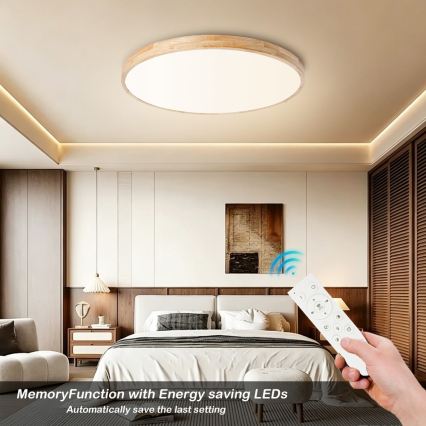 Brilagi - dimbare LED-plafondlamp WOODLINE LED/100W/230V 3000-6000K eik Ø 80 cm + afstandsbediening