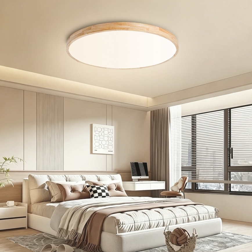 Brilagi - dimbare LED-plafondlamp WOODLINE LED/100W/230V 3000-6000K eik Ø 80 cm + afstandsbediening