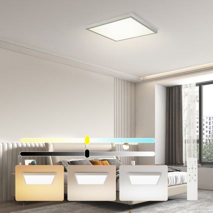 Brilagi - LED dimbare badkamerplafondlamp FRAME SMART LED/50W/230V 60x60 cm 3000-6000K IP44 zilverkleurig + afstandsbediening