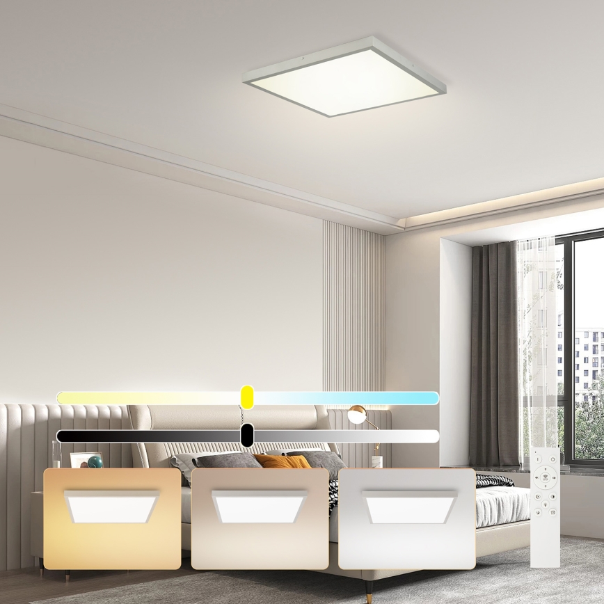 Brilagi - LED dimbare badkamerplafondlamp FRAME SMART LED/50W/230V 60x60 cm 3000-6000K IP44 zilverkleurig + afstandsbediening