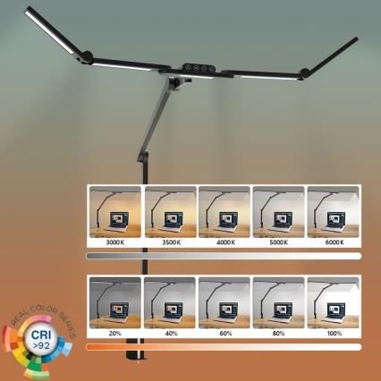 Brilagi - LED Dimbaar flexibel tafellamp VARIO LED/24W/230V 3000-6500K CRI 92 zwart