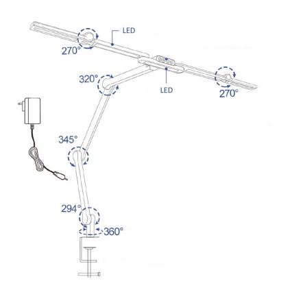 Brilagi - LED Dimbaar flexibel tafellamp VARIO LED/24W/230V 3000-6500K CRI 92 zwart