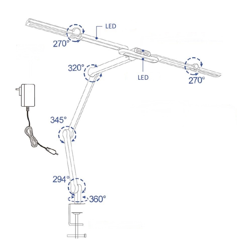 Brilagi - LED Dimbaar flexibel tafellamp VARIO LED/24W/230V 3000-6500K CRI 92 zwart