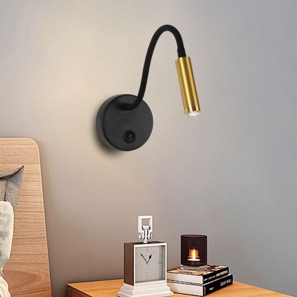 Brilagi - LED Dimbaar flexibel wand lamp MAYA 1xG9/4W/230V zwart/goud 2700-6500K Wi-Fi Tuya