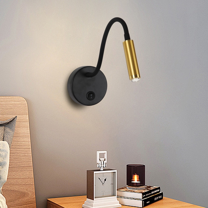 Brilagi - LED Dimbaar flexibel wand lamp MAYA 1xG9/4W/230V zwart/goud 2700-6500K Wi-Fi Tuya