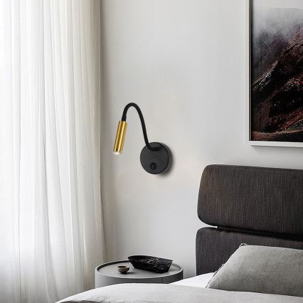 Brilagi - LED Dimbaar flexibel wand lamp MAYA 1xG9/4W/230V zwart/goud 2700-6500K Wi-Fi Tuya