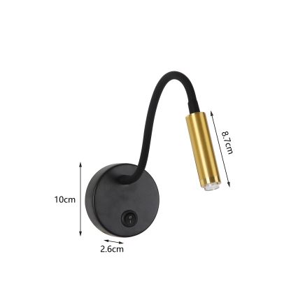 Brilagi - LED Dimbaar flexibel wand lamp MAYA 1xG9/4W/230V zwart/goud 2700-6500K Wi-Fi Tuya