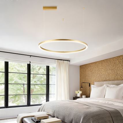 Brilagi - LED-dimbare hanglamp aan kabel PORTOFINO LED/60W/230V 3000-6000K Ø 80 cm goudkleurig + afstandsbediening