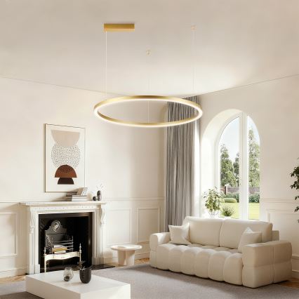 Brilagi - LED-dimbare hanglamp aan kabel PORTOFINO LED/60W/230V 3000-6000K Ø 80 cm goudkleurig + afstandsbediening