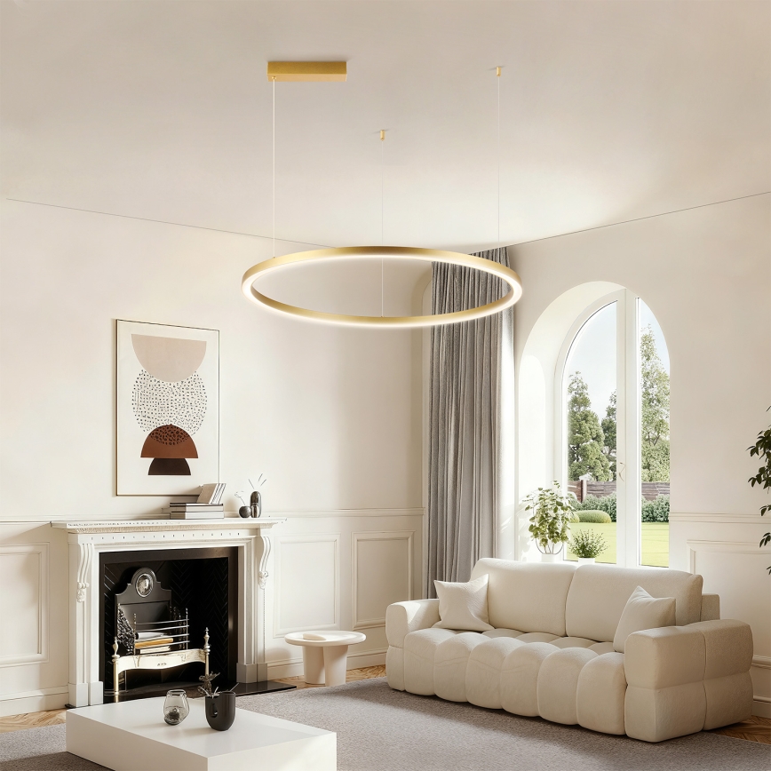 Brilagi - LED-dimbare hanglamp aan kabel PORTOFINO LED/60W/230V 3000-6000K Ø 80 cm goudkleurig + afstandsbediening