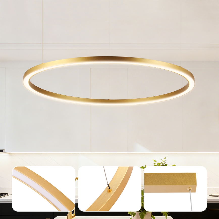 Brilagi - LED-dimbare hanglamp aan kabel PORTOFINO LED/60W/230V 3000-6000K Ø 80 cm goudkleurig + afstandsbediening