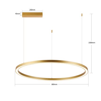 Brilagi - LED-dimbare hanglamp aan kabel PORTOFINO LED/60W/230V 3000-6000K Ø 80 cm goudkleurig + afstandsbediening
